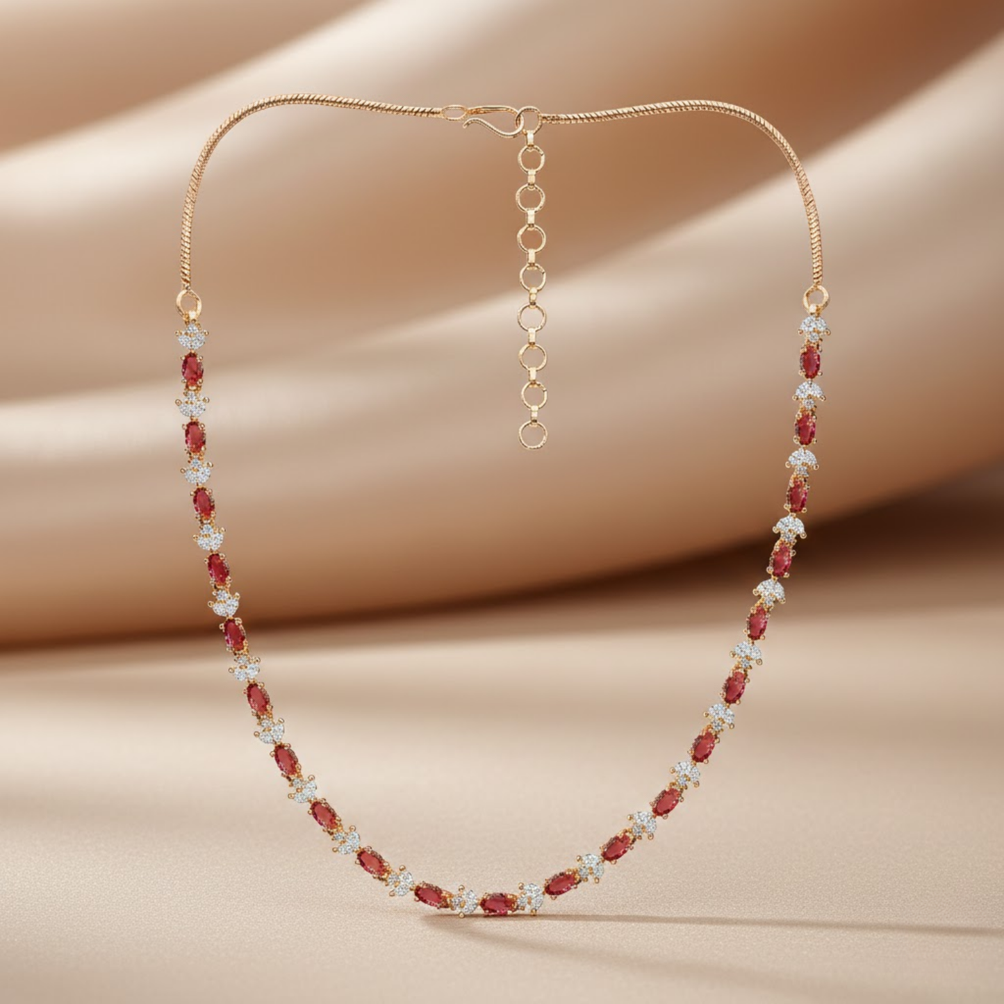 Crimson Pearl Bead Necklace Set
