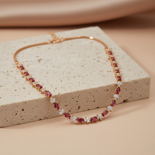 Crimson Pearl Bead Necklace Set