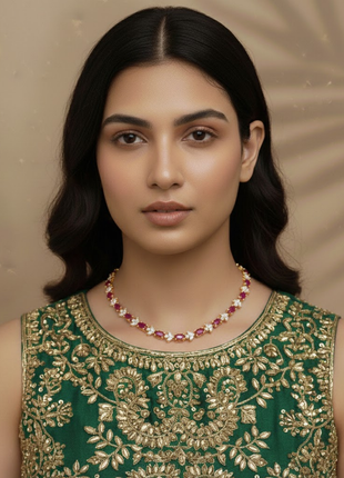 Crimson Pearl Bead Necklace Set By 2wist Designs