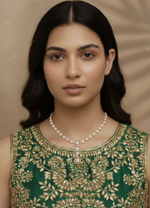 White Pearl Beaded Necklace Set By 2wist Designs