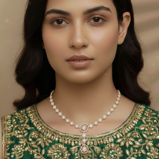 White Pearl Beaded Necklace Set