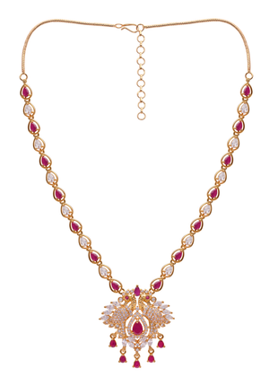 Crimson Red And White Stone Necklace Set By 2wist Designs