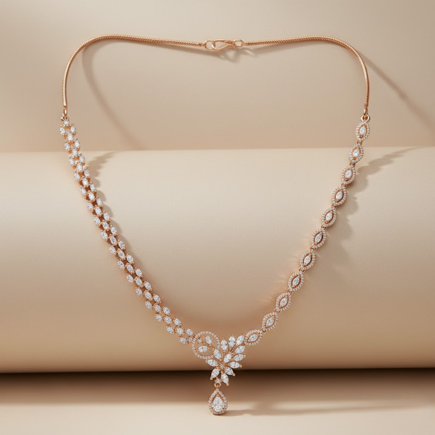 Crimson Red & White Stone Elegant Necklace Set