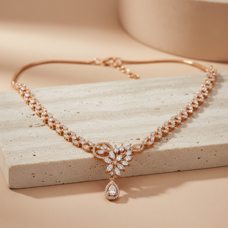 Crimson Red And White Stone Elegant Necklace Set By 2wist Designs