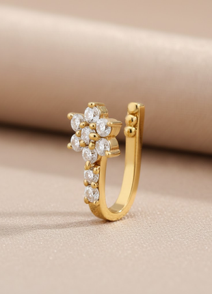 Crimson Red and Pearl White Beads Nose Pin Golden Brass By 2wist Designs