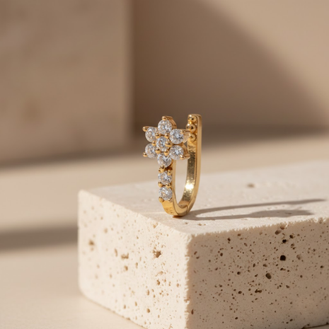 Crimson Red and Pearl White Beads Nose Pin Golden Brass By 2wist Designs