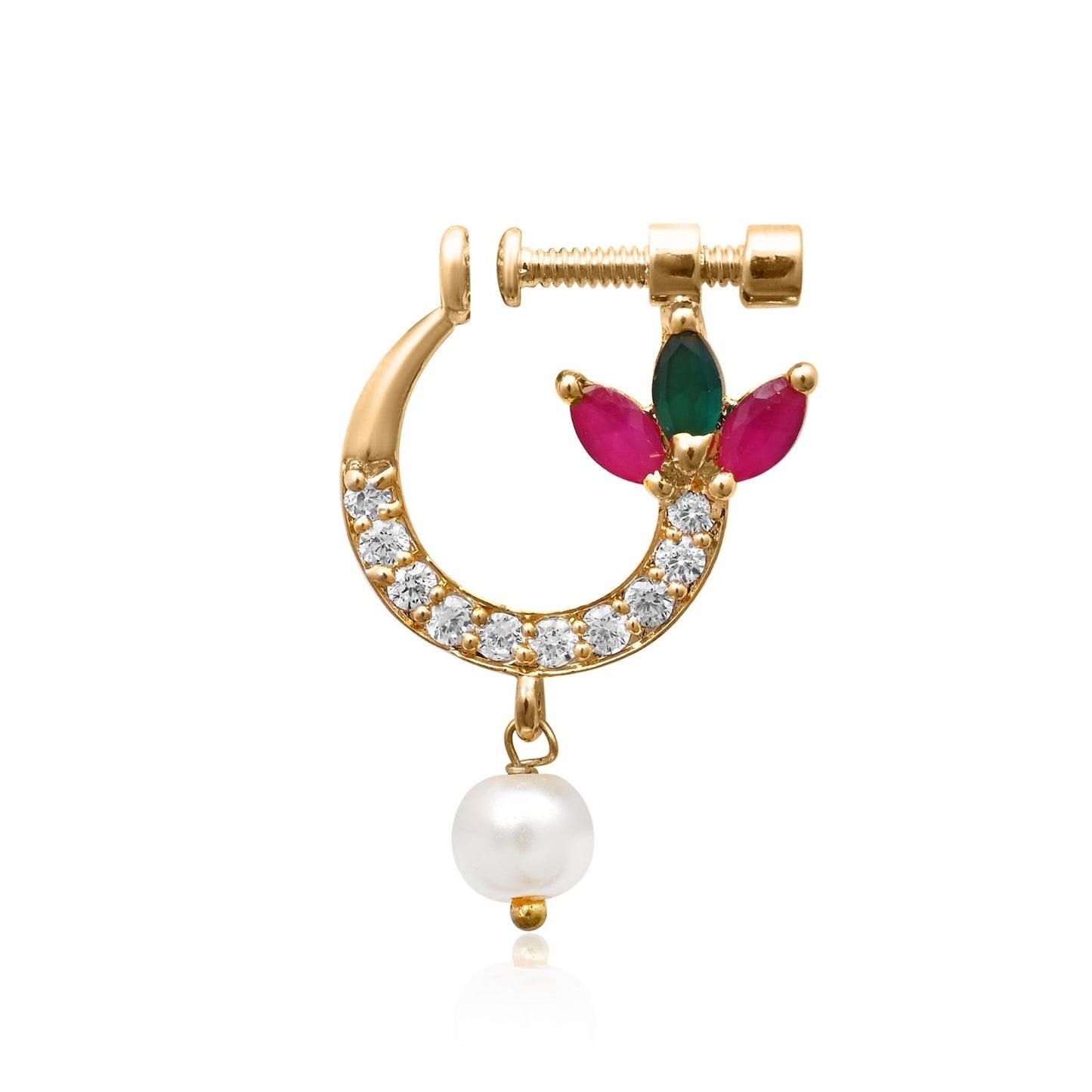 Gold Plated Traditional Non Piercing Nose Ring
