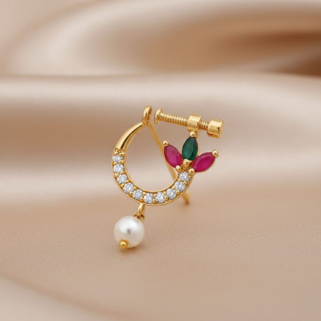 Gold Plated Traditional Non Piercing Nose Ring For Women And Girls 2wist Desings