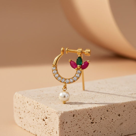 Gold Plated Traditional Non Piercing Nose Ring