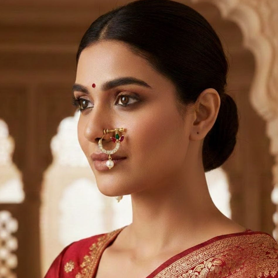 Gold Plated Traditional Non Piercing Nose Ring