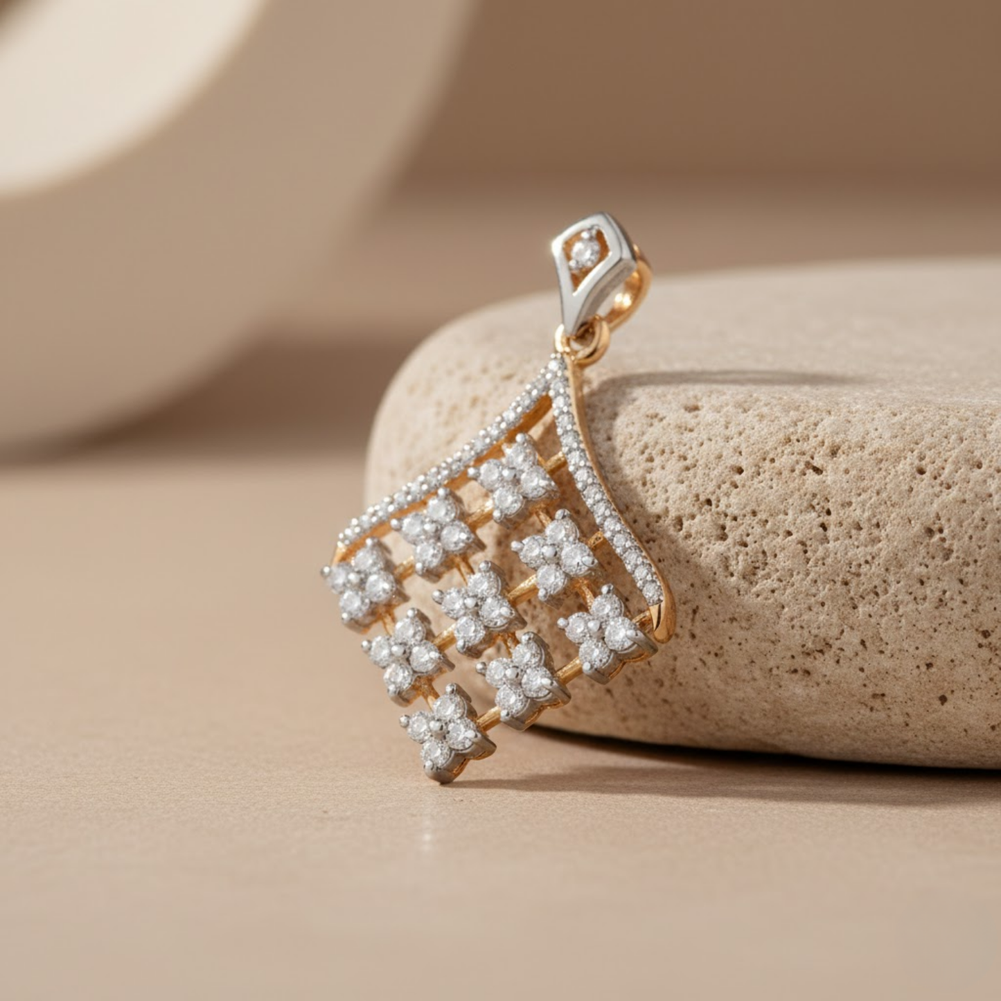 Golden Crimson White Bead Pendant Set