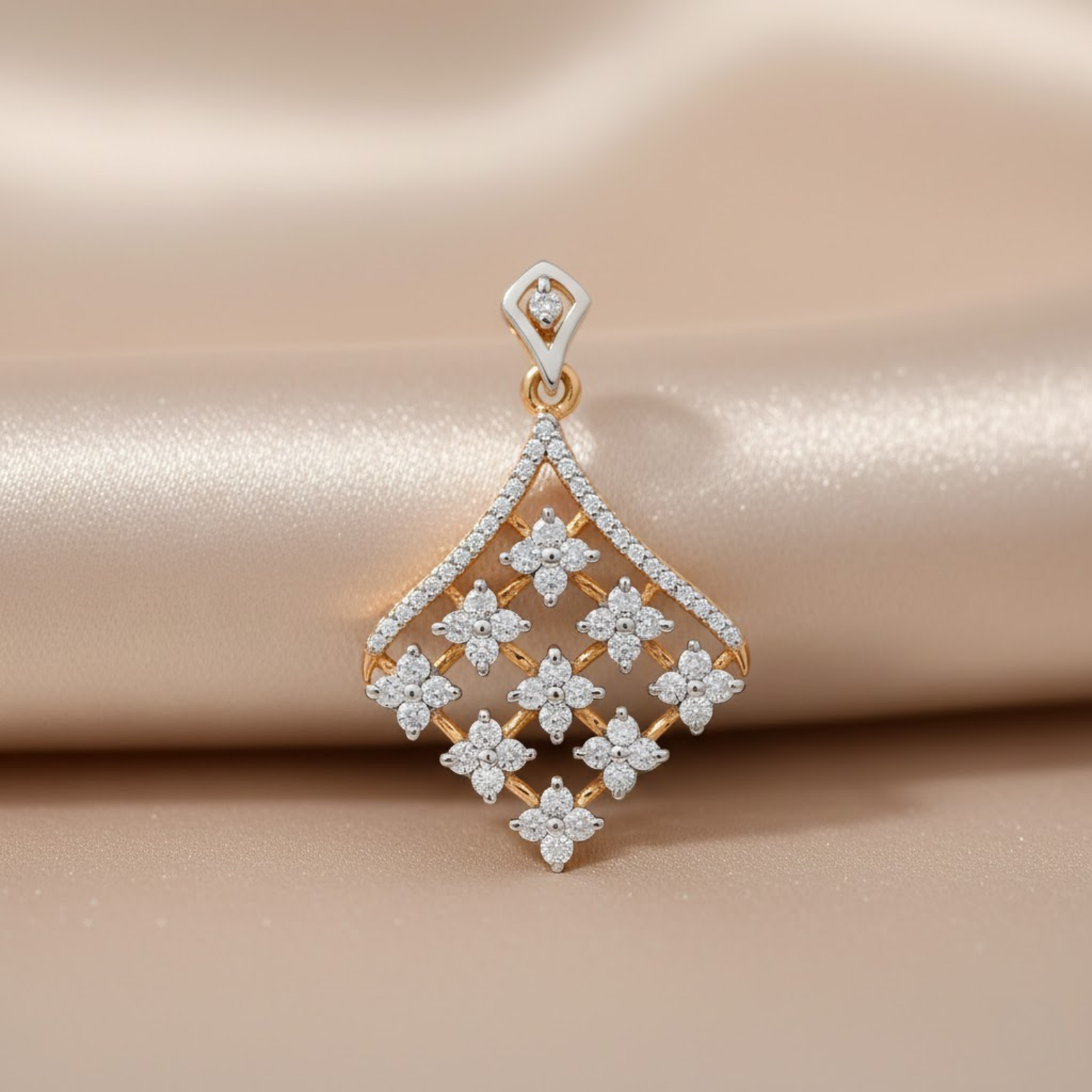 Golden Crimson White Bead Pendant Set