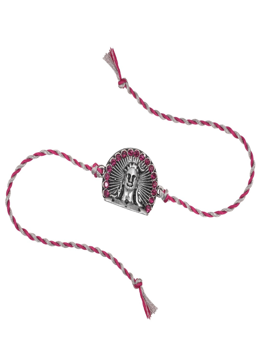 Rose Gold Leaf Evil Eye Rakhi Multicolor Thread Pack of 2