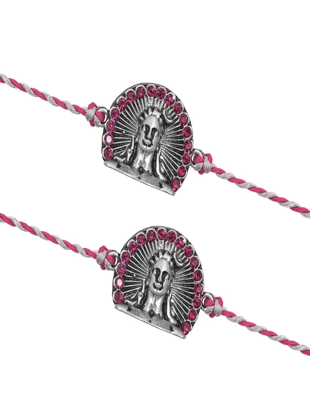 Rose Gold Leaf Evil Eye Rakhi Multicolor Thread Pack of 2