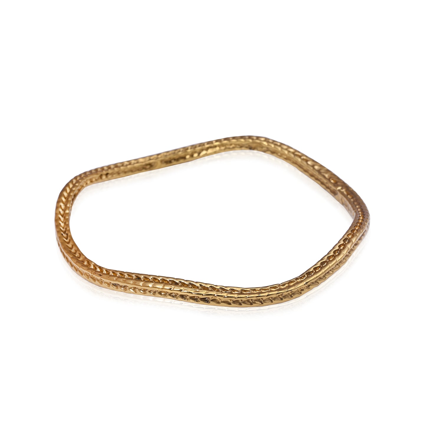 Textured Wave Gold Bangle Bracelet