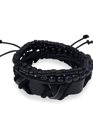 Black Multi Strand Leather Bracelet By 2wist Designs