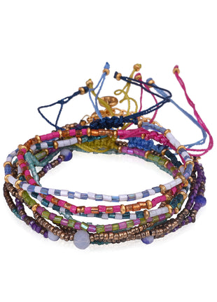 Pink Blue Seed Bead Layered Bracelet By 2wist Designs