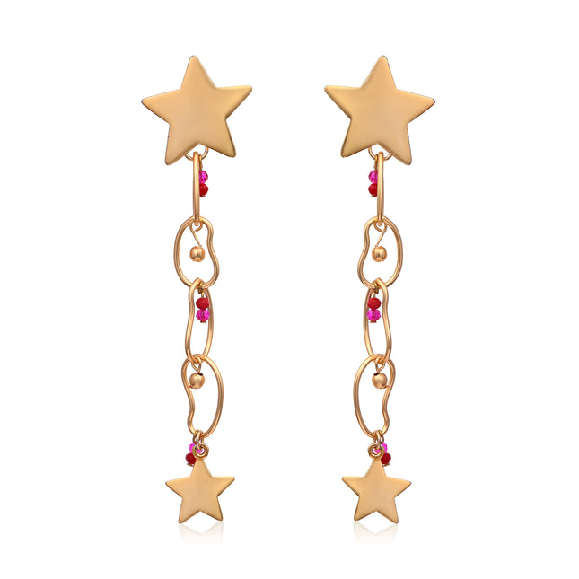 Gold Star Drop Earrings