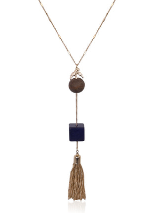 Geometric Cube Tassel Y Necklace By 2wist Designs