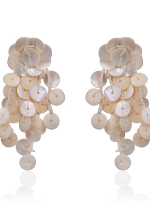 Mother Of Pearl Disc Fringe Earrings By 2wist Designs