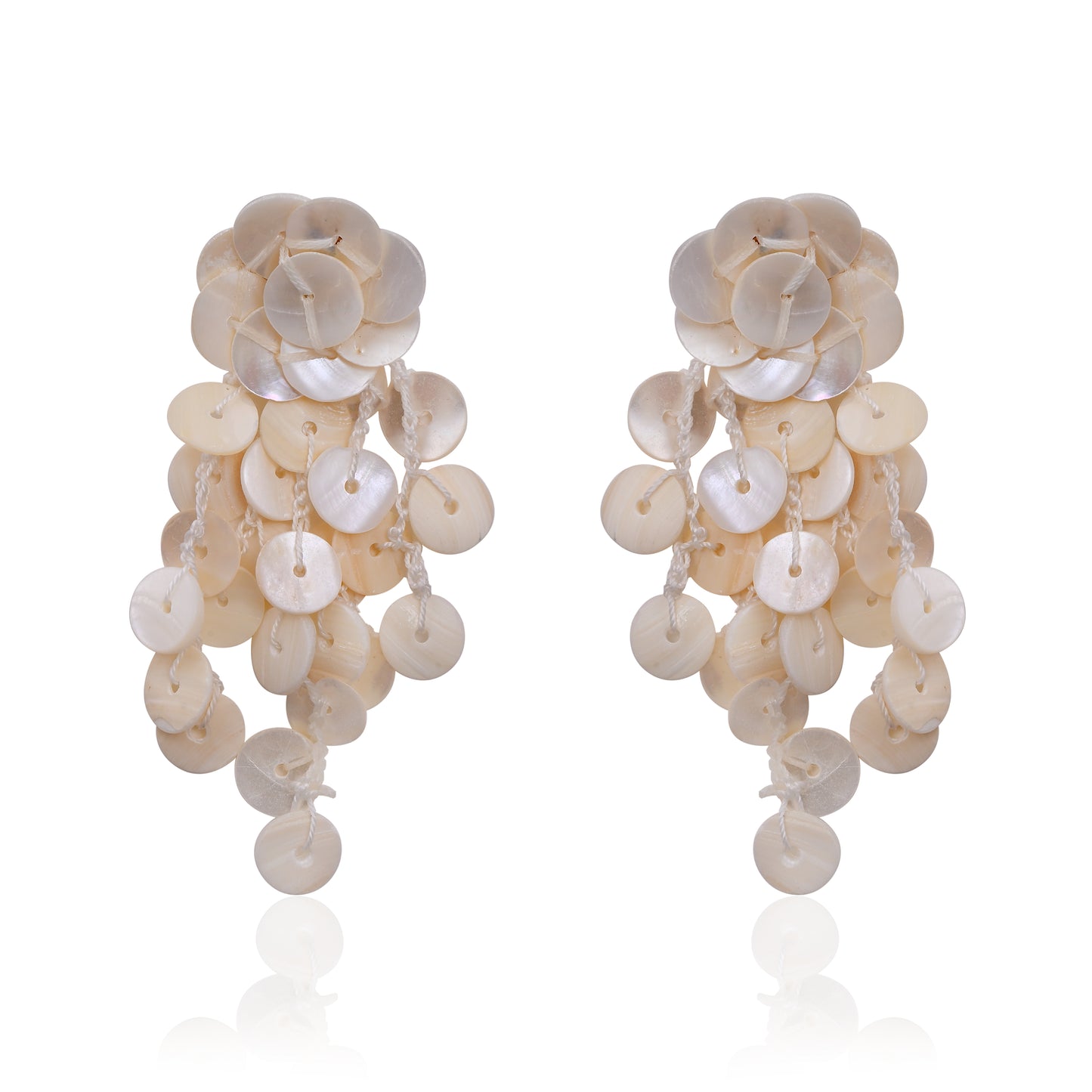 Mother Of Pearl Disc Fringe Earrings