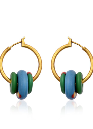 Gold Hoop Earrings With Resin Charms By 2wist Designs