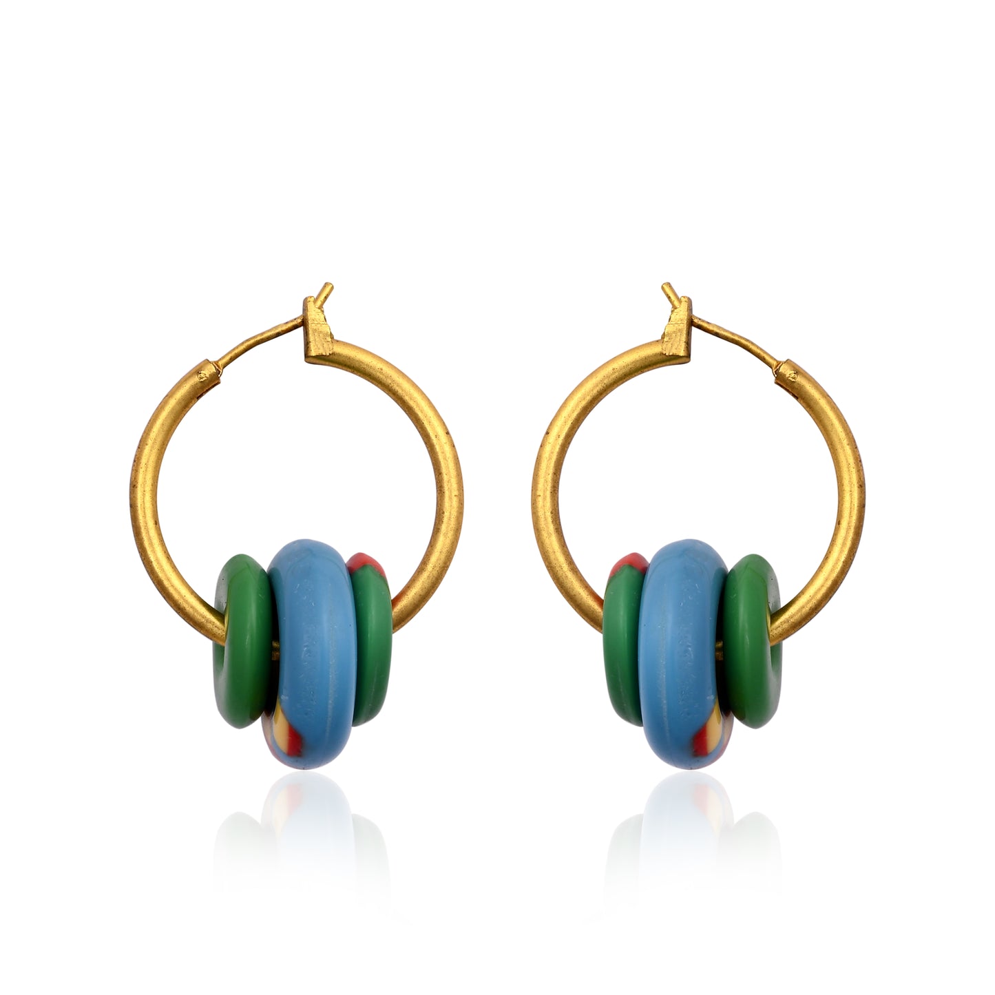 Gold Hoop Earrings With Resin Charms