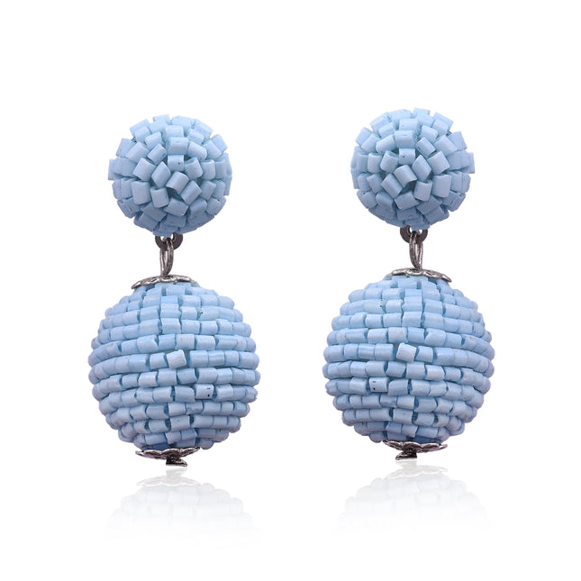 Light Blue Beaded Drop Earrings