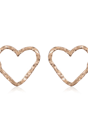 Rose Gold Hammered Heart Hoop Earrings By 2wist Designs