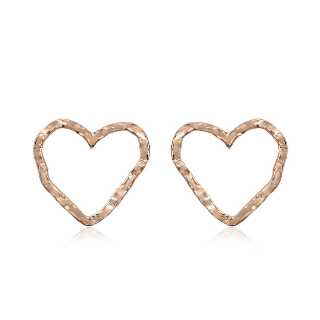 Hammered Open Heart Stud Earrings