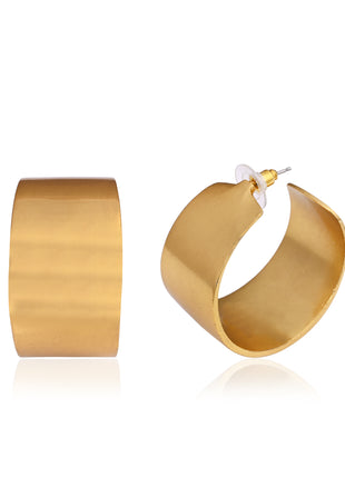 Hammered Gold Tone Wide Hoop Earrings By 2wist Designs