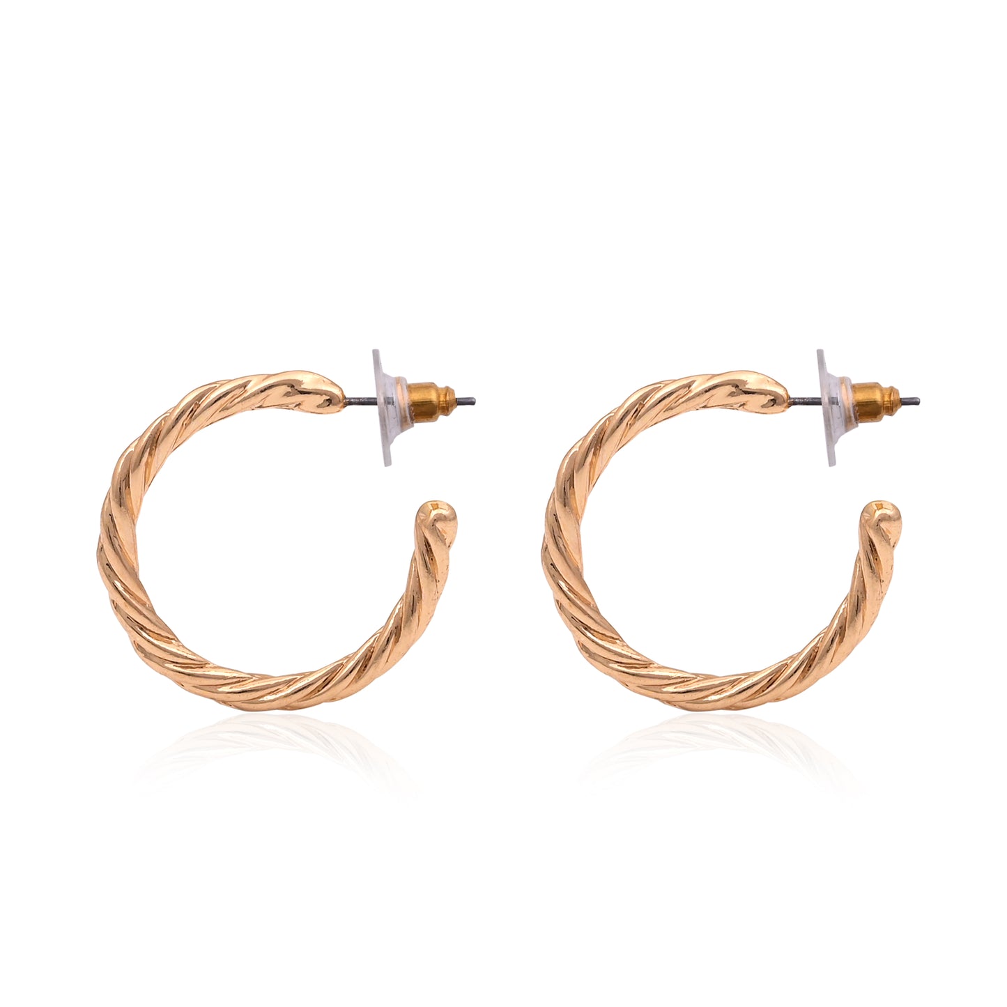 Chunky Rope Hoop Earrings Gold Tone