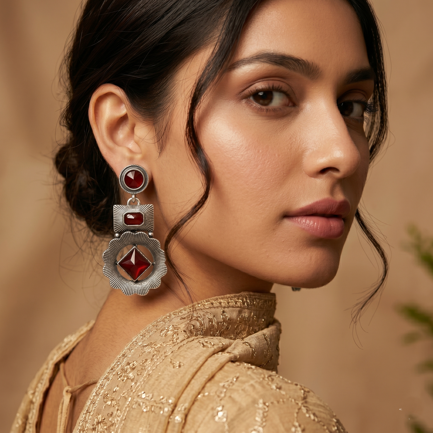 Gold-Plated Brass Thick Hoop Earrings for Women