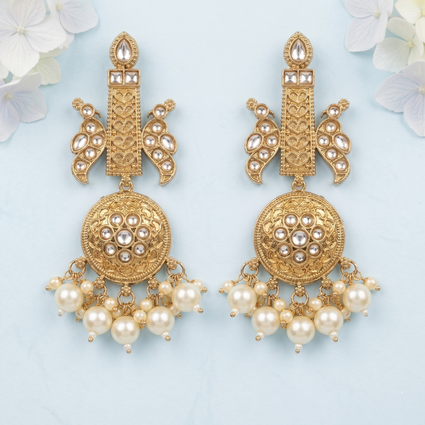 Gold-Plated Brass Textured Crescent Hoop Earrings for Women