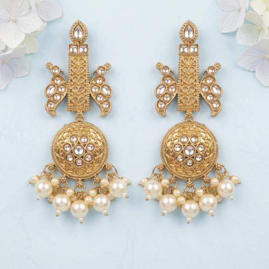Gold-Plated Brass Textured Crescent Hoop Earrings for Women