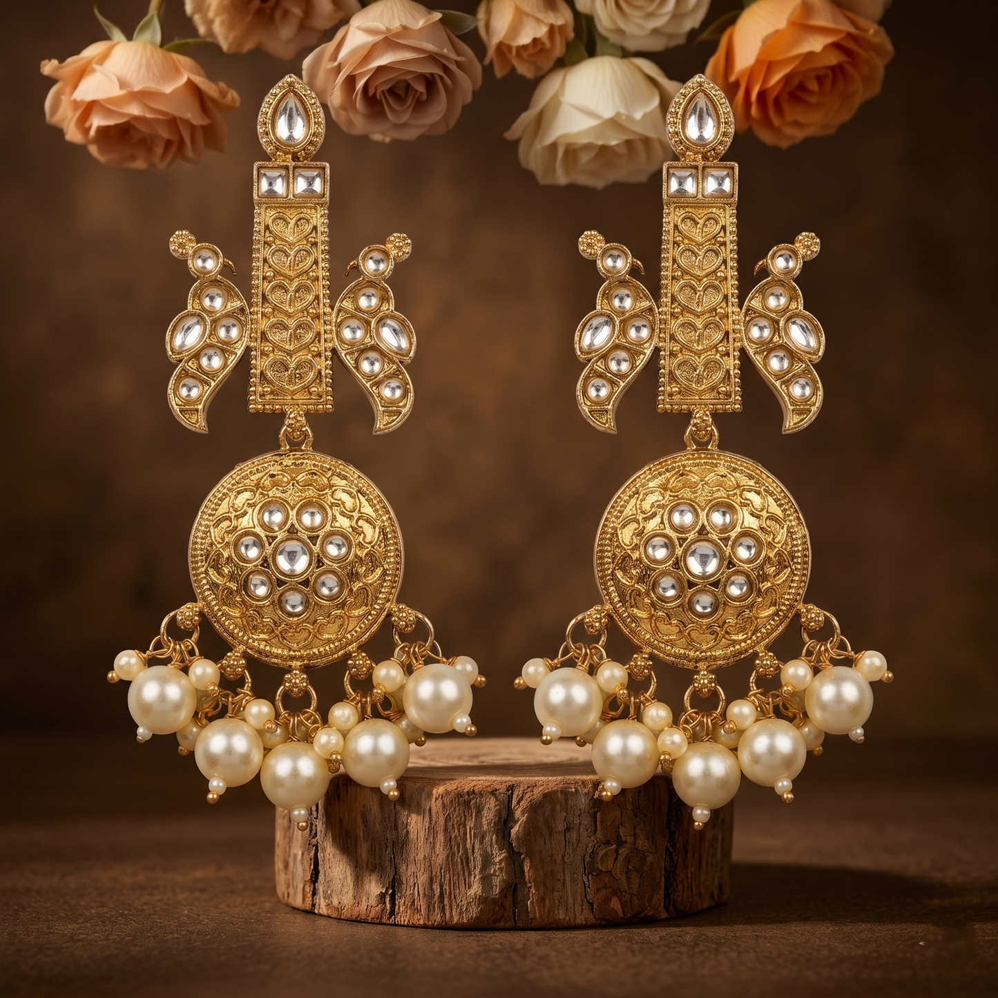 Gold-Plated Brass Textured Crescent Hoop Earrings for Women