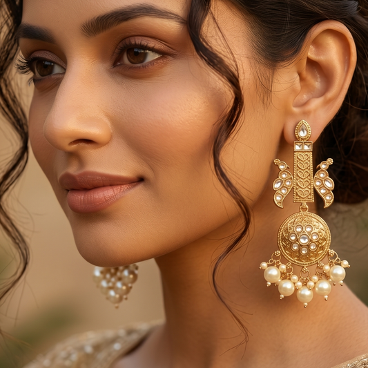 Gold-Plated Brass Textured Crescent Hoop Earrings for Women