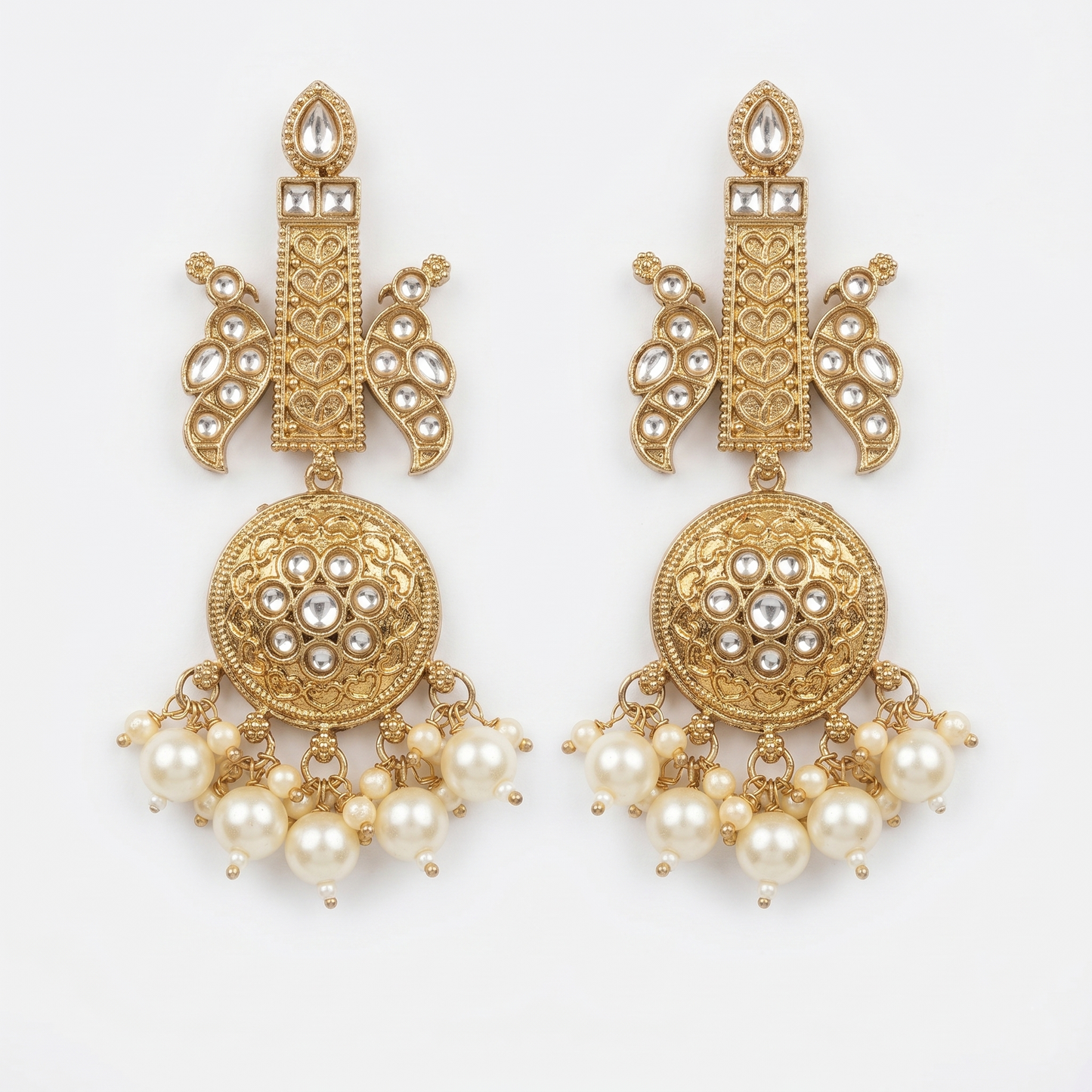 Gold-Plated Brass Textured Crescent Hoop Earrings for Women