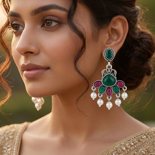 Antique Gold-Toned Camel Drop with White Accent