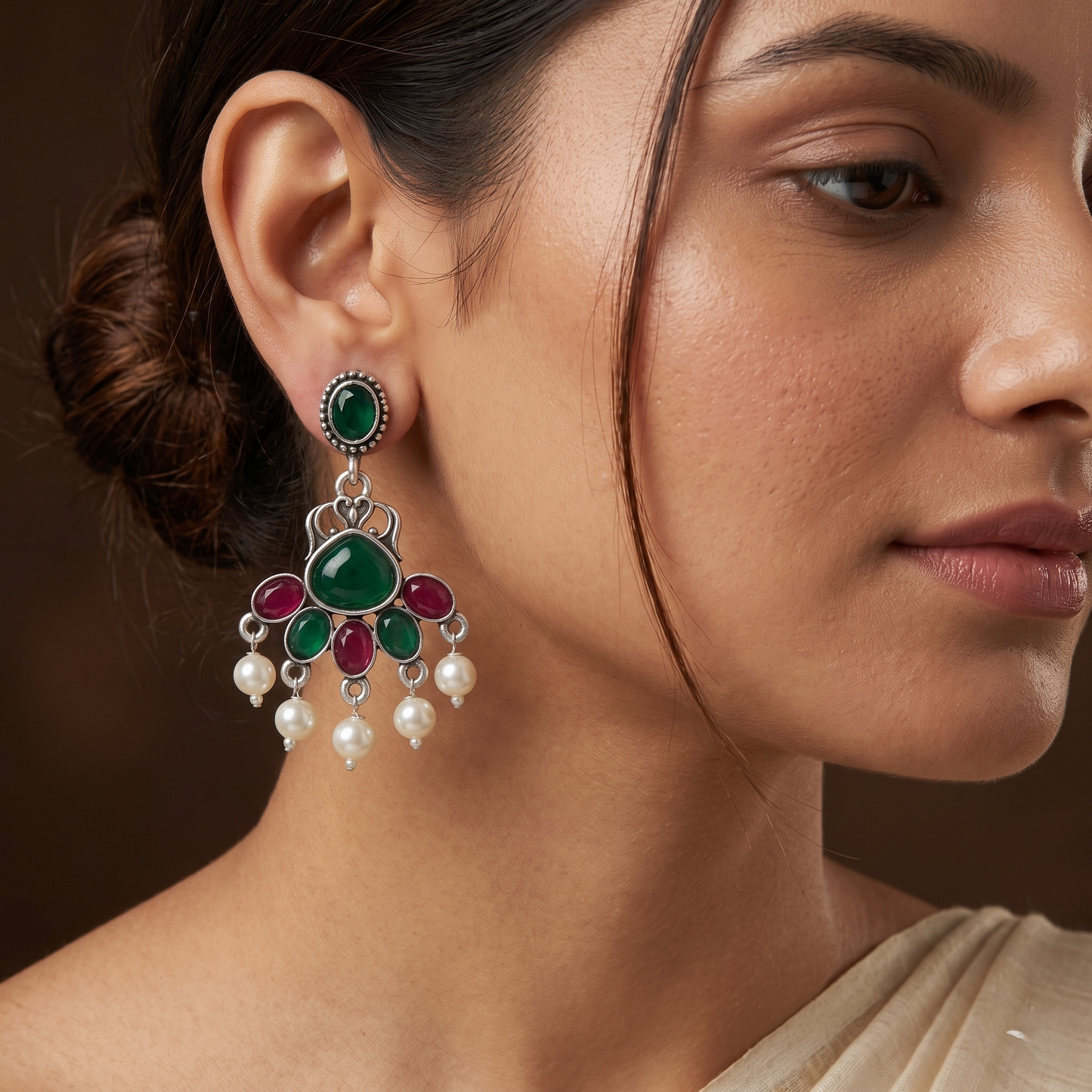 Antique Gold-Toned Camel Drop with White Accent