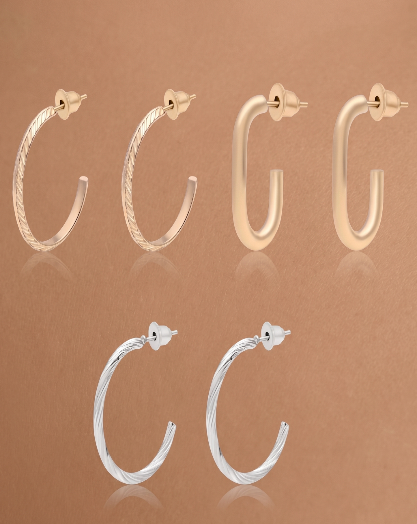 Gold And Silver Plated Hoop Set Of 3