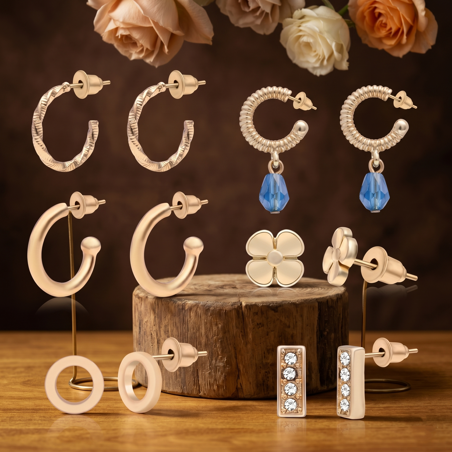 Gold Plated Stud And Hoop Set Of 6