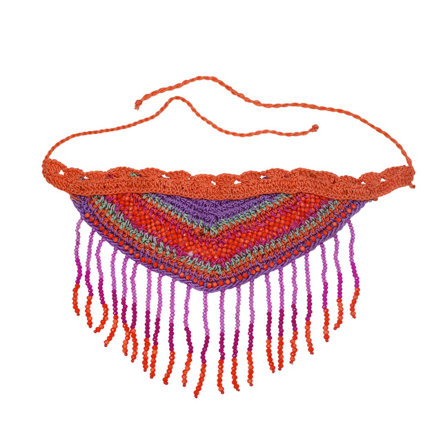 Handmade Crochet Beaded Fringe Necklace