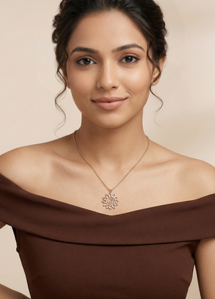 Textured Sunburst Spiral Pendant Necklace for Women