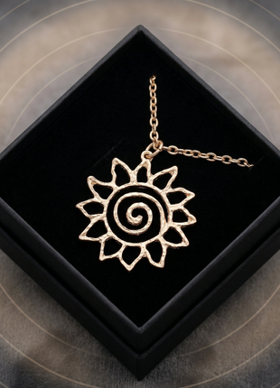 Textured Sunburst Spiral Pendant Necklace for Women