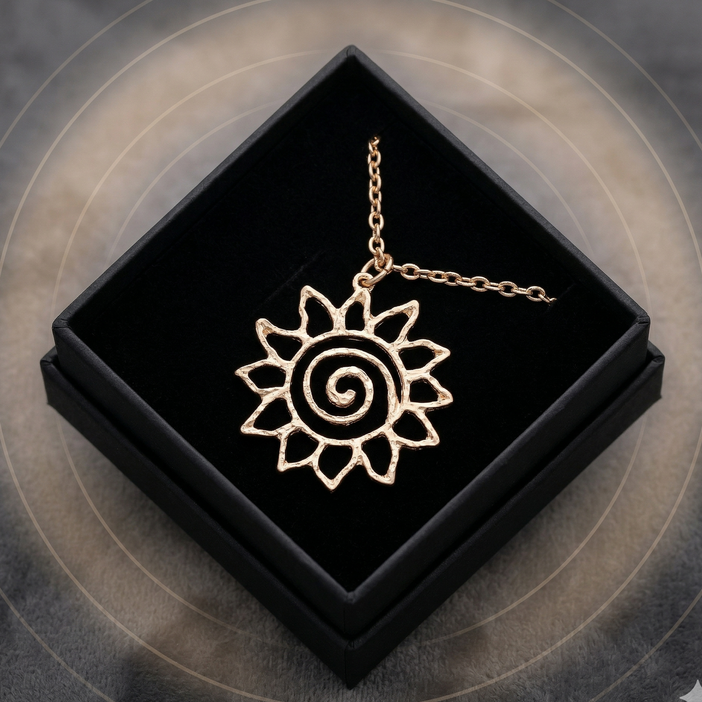 Sunburst Spiral Pendant Necklace