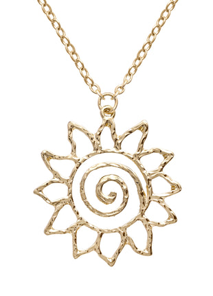 Textured Sunburst Spiral Pendant Necklace for Women