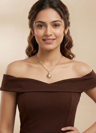 Gold-Plated Sun Charm Necklace with Elegant Paperclip Link Chain