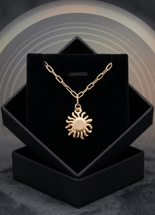 Gold-Plated Sun Charm Necklace with Elegant Paperclip Link Chain