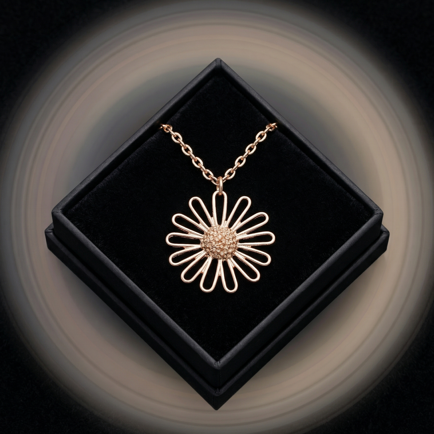 Textured Daisy Flower Delicate Cable Chain